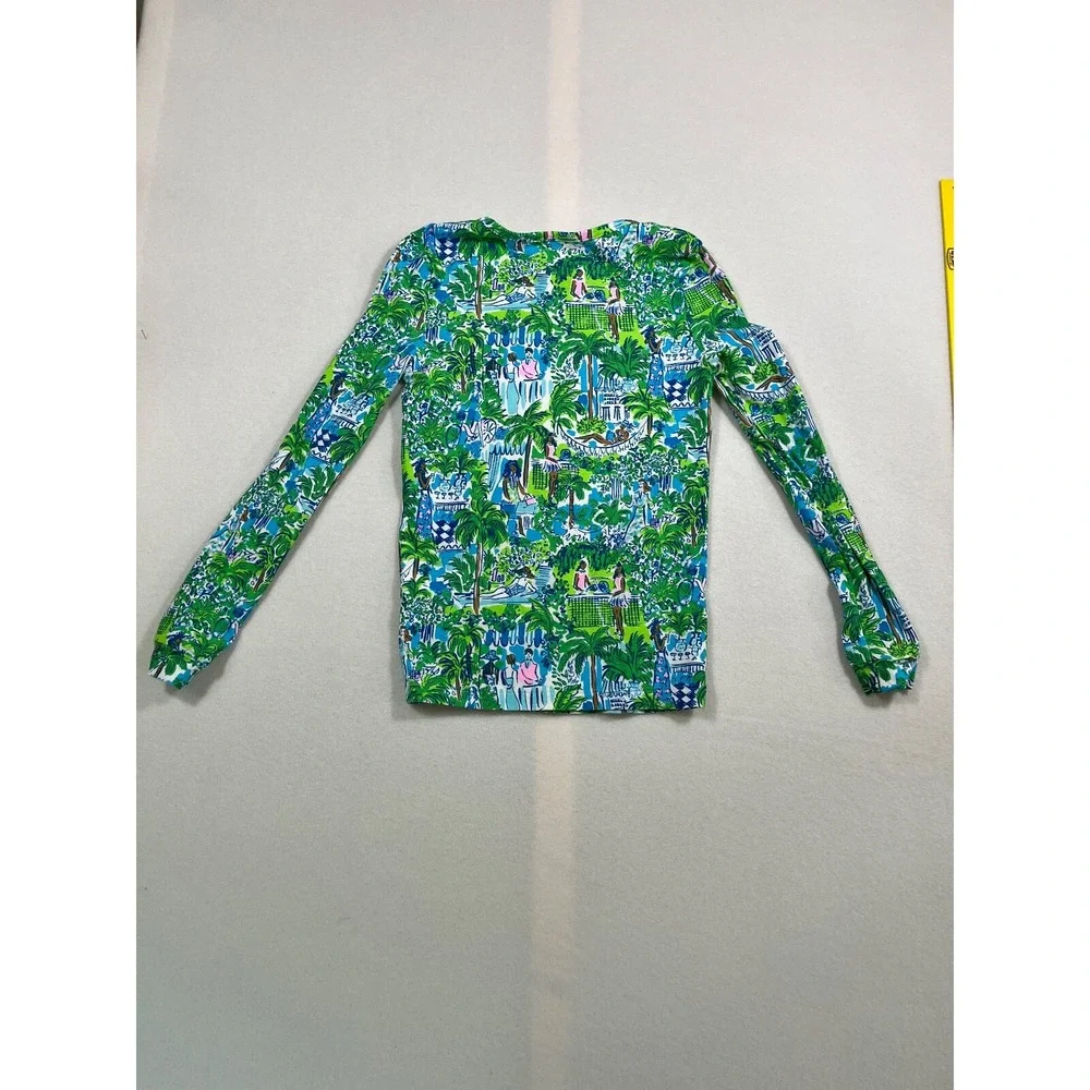 Lilly Pulitzer Girl's  Blue/Green Tropical Print Pijama Top size 10